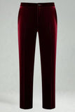 Burgundy Velvet 2 Piece Notched Lapel Men's Prom Suits