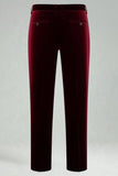 Burgundy Velvet 2 Piece Notched Lapel Men's Prom Suits