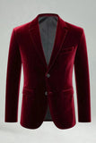 Burgundy Velvet 2 Piece Notched Lapel Men's Prom Suits