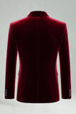 Burgundy Velvet 2 Piece Notched Lapel Men's Prom Suits
