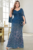 Black Sequin V-Neck Plus Size Mother of the Bride Dress