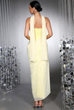 Strapless Yellow Sheath Convertible Corset Prom Dress with Neck Scarf