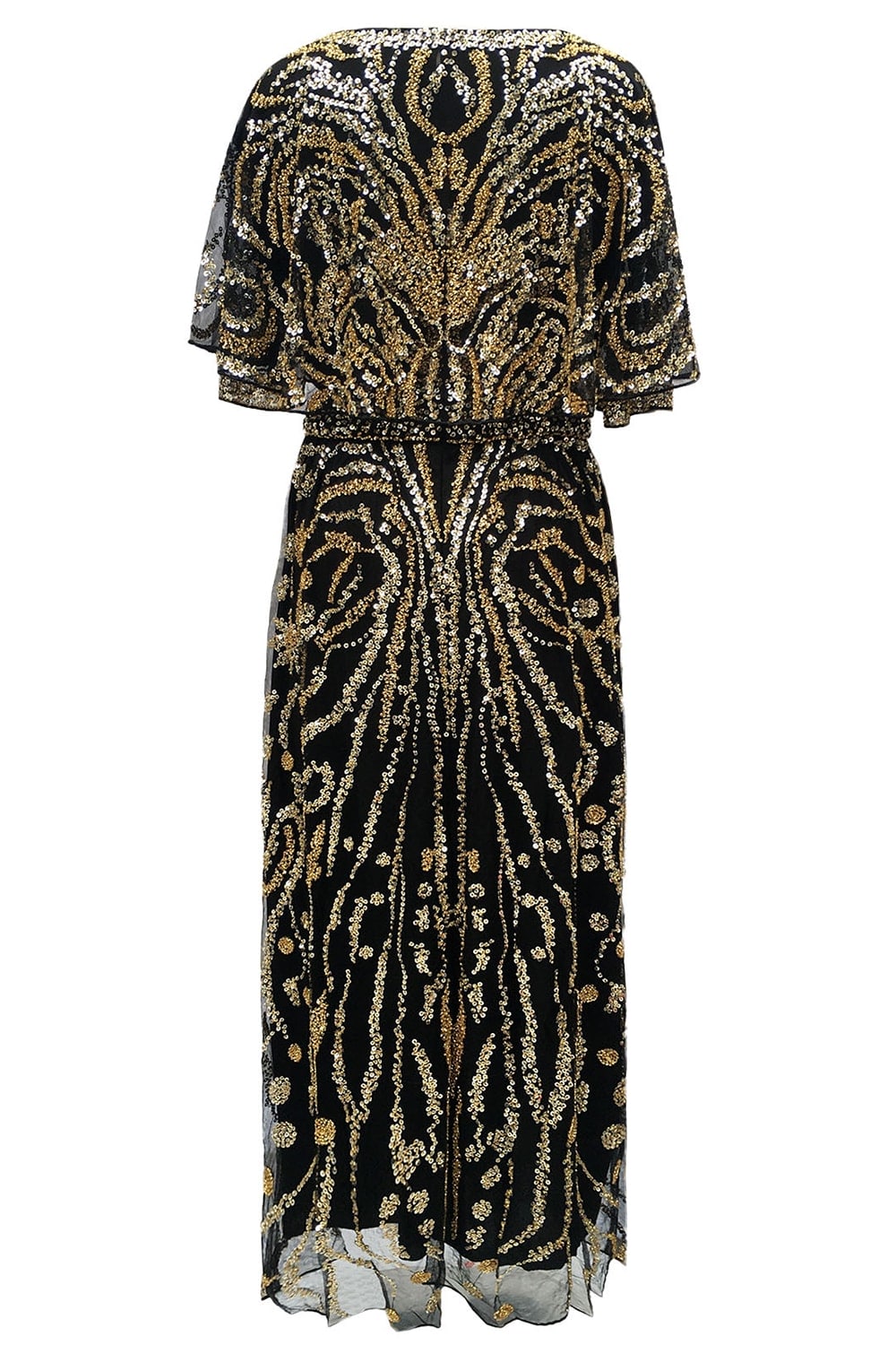 ZAPAKA Women Sparkly Apricot Beaded 1920s Dress with Sequins Sheath Boat Neck Gatsby Dress, Black Golden / L ZAPAKA Women Sparkly Apricot Beaded 1920s Dress with Sequins Sheath Boat Neck Gatsby Dress, Black Golden / L