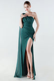 One Shoulder Mermaid Black Formal Dress with Streamer