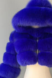 Royal Blue Hooded Faux Fur Thickened Women Coat