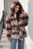 Hooded Faux Fur Steel Grey Thickened Women Coat