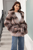 Hooded Faux Fur Steel Grey Thickened Women Coat