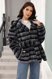 Hooded Faux Fur Steel Grey Thickened Women Coat