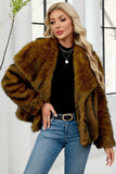 Faux Fur Thickened Lapel Brown Women Coat