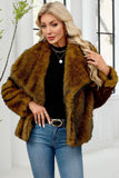 Faux Fur Thickened Lapel Brown Women Coat