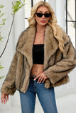 Faux Fur Thickened Lapel Brown Women Coat