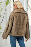 Faux Fur Thickened Lapel Brown Women Coat