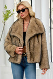 Faux Fur Thickened Lapel Brown Women Coat