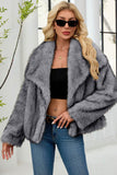 Faux Fur Thickened Lapel Brown Women Coat