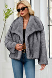 Faux Fur Thickened Lapel Brown Women Coat