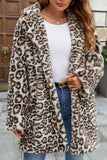 Faux Fur Thickened Lapel Brown Leopard Women Coat