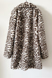 Faux Fur Thickened Lapel Brown Leopard Women Coat