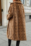 Snake Brown Faux Fur Thickened Shawl Lapel Women Coat