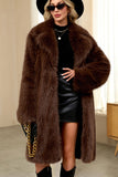 Royal Blue Notched lapel Solid Faux Fur Women Coat
