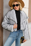 Brown Faux Fur Shawl Lapel Women Short Winter Coat