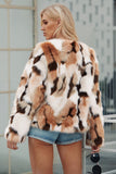 White and Apricot Cardigan Women Faux Fur Coat