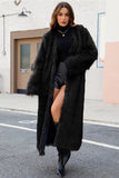 Black Faux Fur Women Long Winter Coat