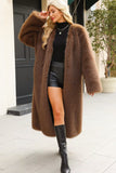 Black Faux Fur Women Long Winter Coat