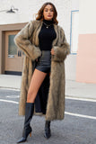 Black Faux Fur Women Long Winter Coat