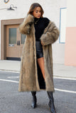 Black Faux Fur Women Long Winter Coat