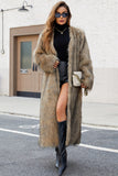 Black Faux Fur Women Long Winter Coat