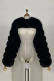 Steel Grey Faux Fox Fur Winter Shawl Women Coat