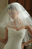 Tulle Ivory Short Bridal Veil with Bow