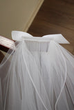 Tulle Ivory Short Bridal Veil with Bow