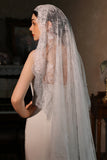 One Tier Ivory Long Lace Wedding Veil