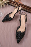 Lace Ivory Beaded Pointed Stiletto High Heels Wedding Shoes with Pearls