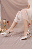Elegant Ivory Pointed Stilettos High Heels Wedding Shoes with Bow