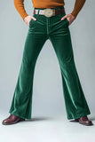 Dark Green Flared Men's Suits Pants
