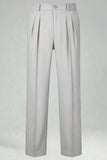 Army Green Straight Leg High Waisted Men's Suits Pants