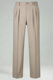 Army Green Straight Leg High Waisted Men's Suits Pants