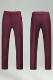 Burgundy Red High Waisted Men's Suits Pants for Wedding