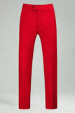 Burgundy Red High Waisted Men's Suits Pants for Wedding