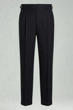 Black High Waisted Straight Leg Men's Suit Pants