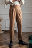 Black High Waisted Straight Leg Men's Suit Pants