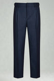 Dark Blue Straight Leg Men's Suit Pants