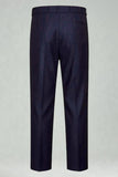 Dark Blue Straight Leg Men's Suit Pants