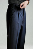 Dark Blue Straight Leg Men's Suit Pants