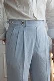 Light Blue High Waisted Men's Suit Pants