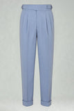 Blue High Waisted Men's Suit Pants