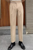 Blue High Waisted Men's Suit Pants