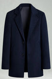 Black Single Breasted Notched Lapel Men's Winter Coat